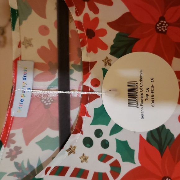 Poinsettia Print Loose Top. Little Party Dress Serena Flowers of Christmas Top. - Picture 6 of 10